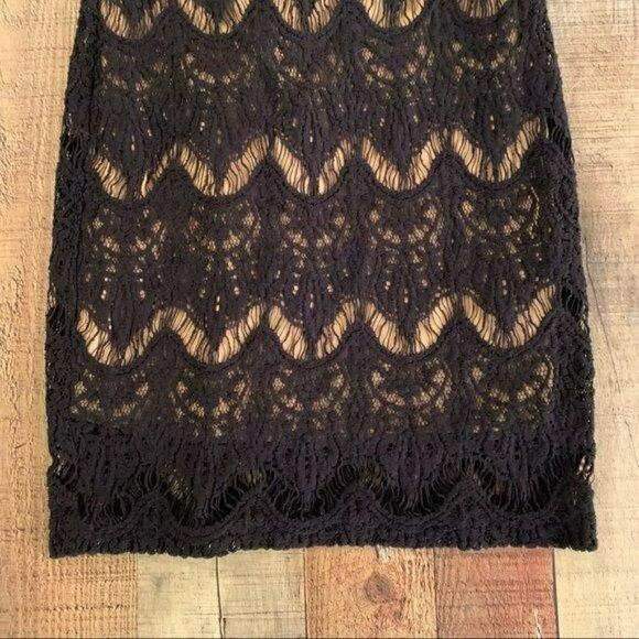 B. Darlin womens black lace mini dress with nude underlay - Picture 5 of 10